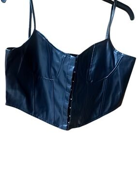 Faux Leather Black Corset Crop Top